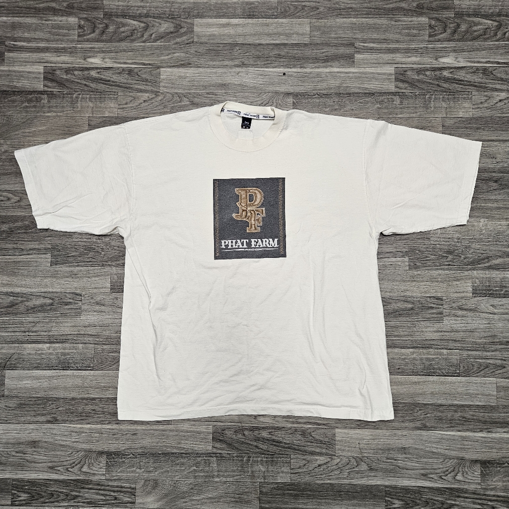 Vintage 90s Y2k Classic Phat Farm White T-Shirt Size 2xl Made In Usa